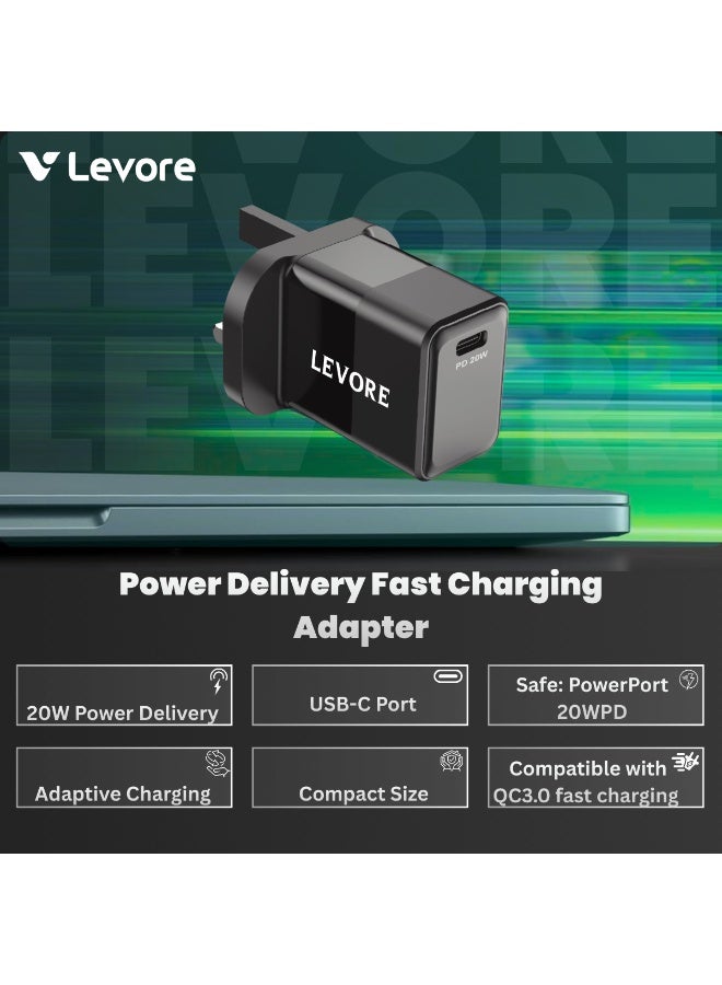 ليفور شاحن حائط ليفور مع 20 واط اسود PD - LGW112-BK - Image 5